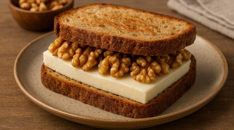 ساندویچ پنیر و گردو