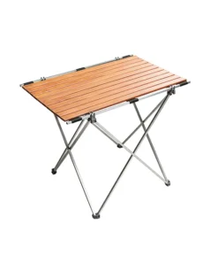 میز چوبی پایه آلومینیومی تاشو روشن رنگ